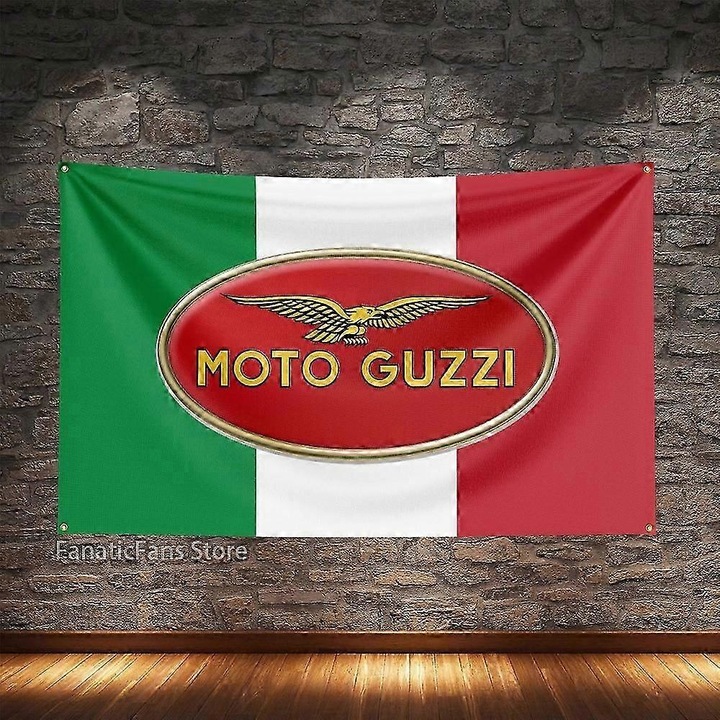 Moto Guzzi motorkerékpár dekoratív zászló, poliészter, digitális nyomtatás, 150x240cm
