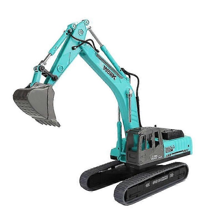 Model excavator 1:36, brat flexibil, rotire 360°, albastru, 24.5x6.5x8.5cm