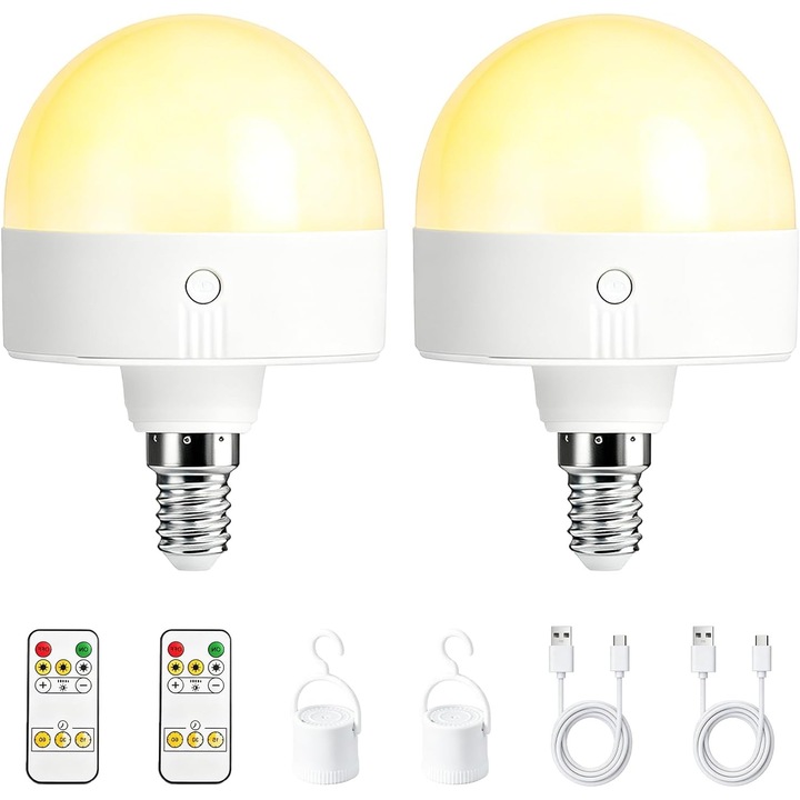 2 db újratölthető E27 LED izzó készlet, távirányítóval, állítható, mágneses, többszínű, dimmelhető