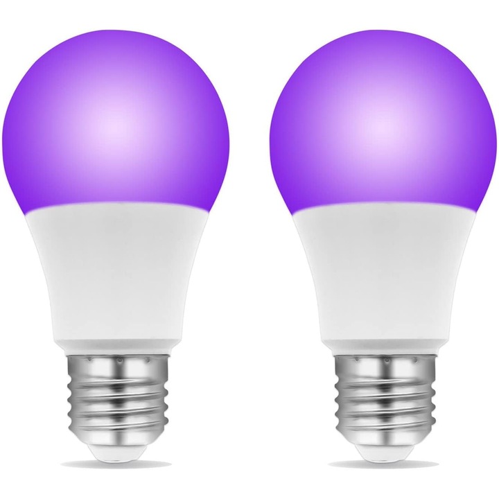 Bec LED UV E27 7W 385-400nm fekete, 2 db-os szett