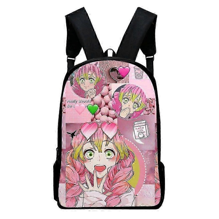 Ghiozdan scolar Oxford Demon Slayer Kanroji Mitsuri multizipru multicolor