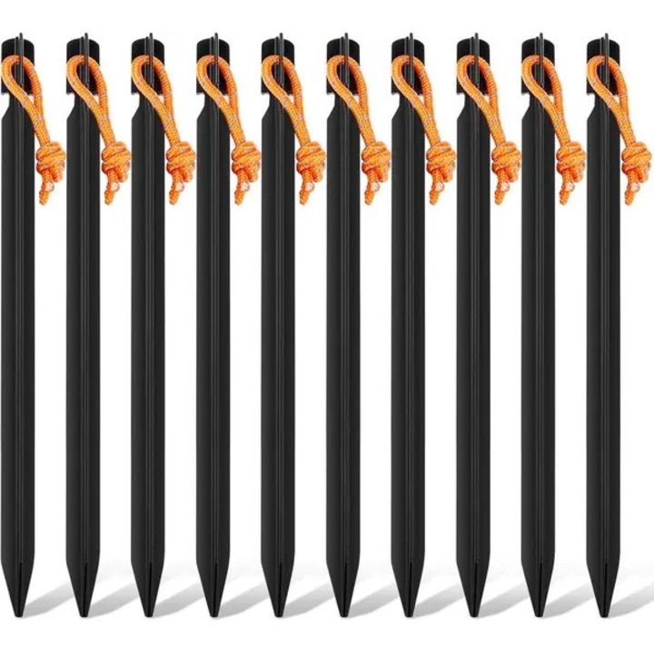 10 darab alumínium sátorcövek készlet, fényvisszaverő, 18cm, könnyű