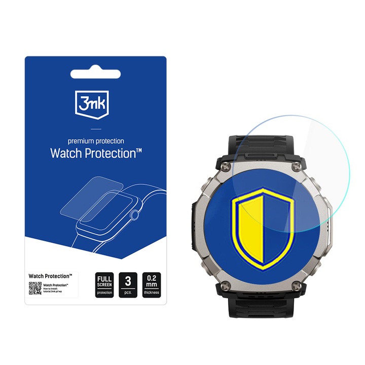3mk Watch Protection képernyővédő fólia, Amazfit T-Rex Ultra 2, rugalmas, 3 db-os szett, átlátszó