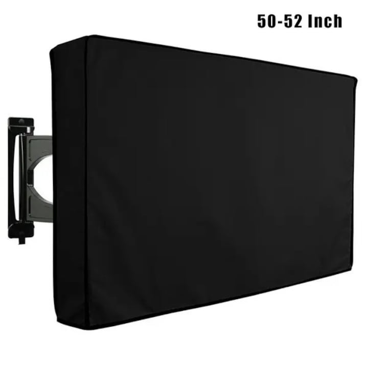 Husa TV impermeabila pentru exterior, pliabila, rezistenta la intemperii, negru, 600D PVC Oxford