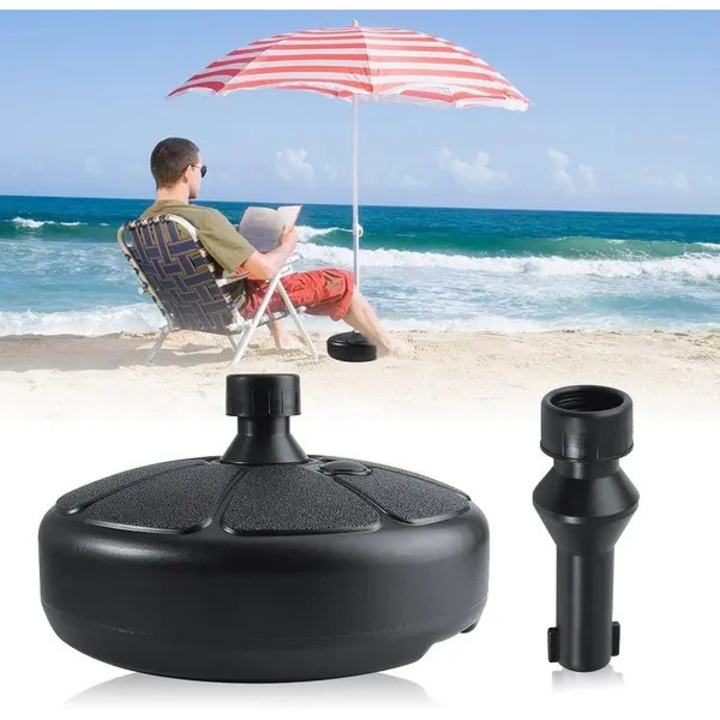 Suport umbrela negru, plastic reciclat, umplere cu nisip, 38mm, 1.8-3m