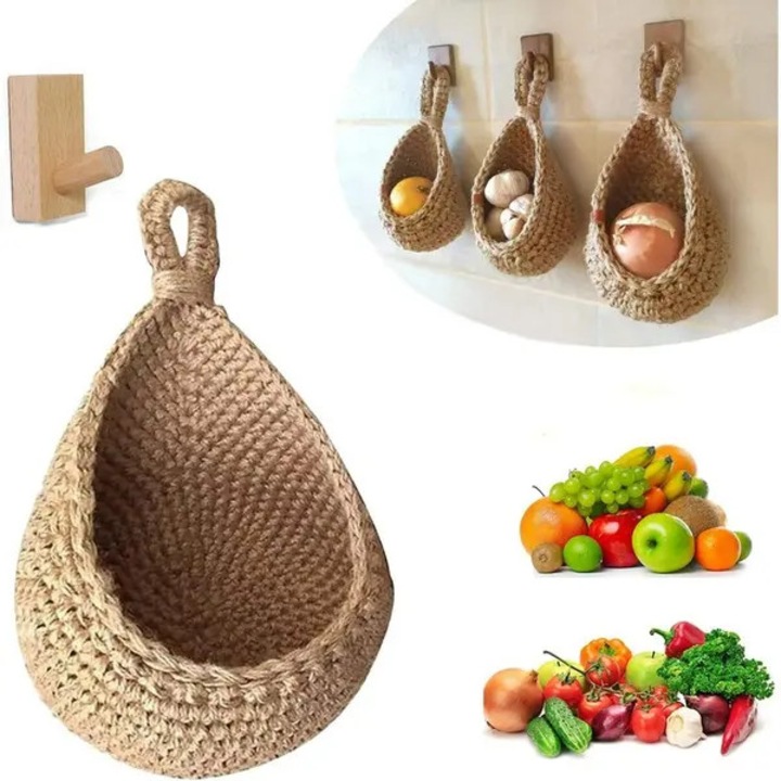 Cos suspendat fructe legume, jute, 14xO cm