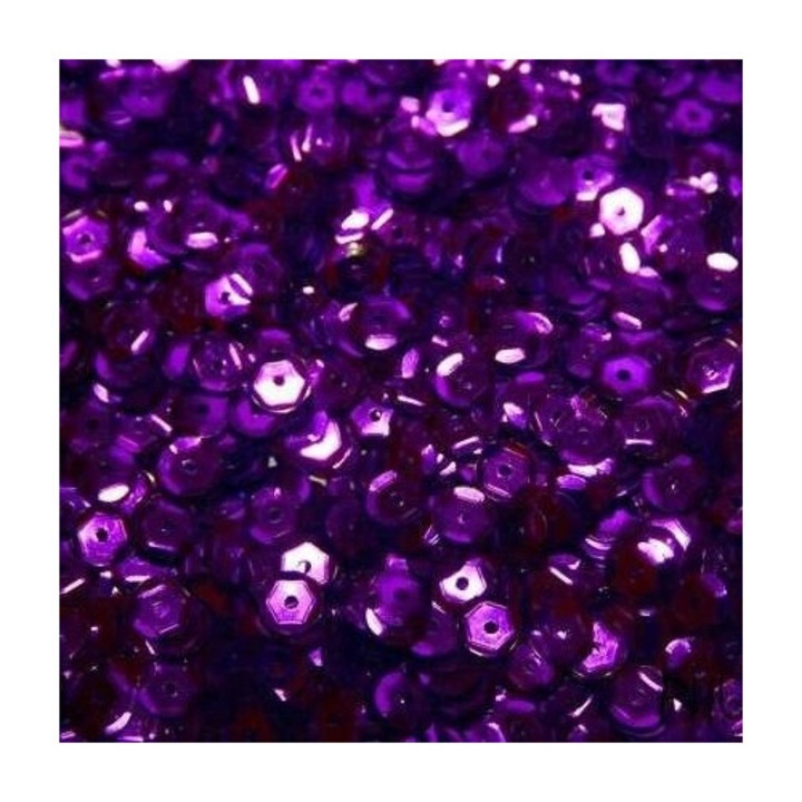 Hatszögletű flitterek, 6mm, sötétlila, 100g, szett