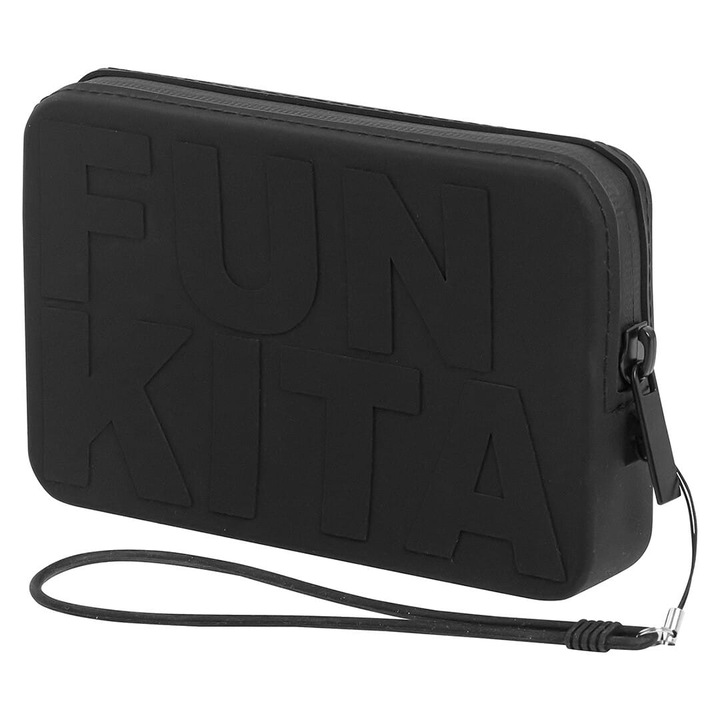 Funkita Catch Up Clutch sporttáska, fekete, szilikon, cipzárral, csuklópánttal