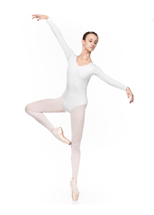 ARABESQUE Mirta fehér balett body, tánchoz, gimnasztikához, L INTL