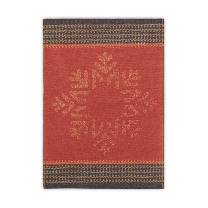 Zwoltex Snow Flake konyharuha piros barna 50x70cm pamut