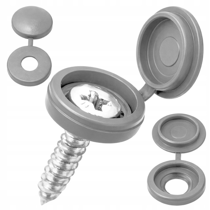 Csavar takarók, Verk Group, 100 darabos készlet, műanyag, világosszürke, 13x3mm