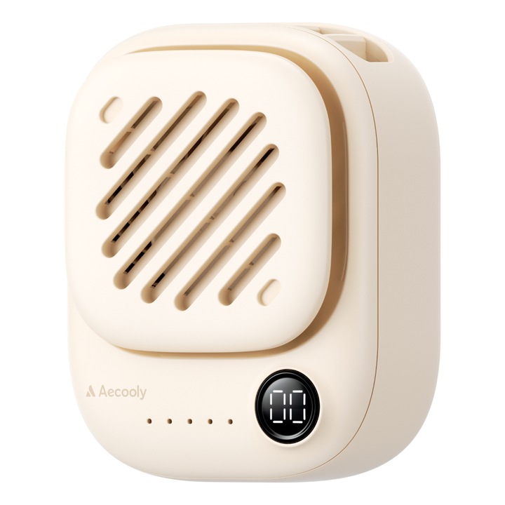 Aecooly Click 01 személyi ventilátor, kompakt, bézs, 7 m/s, USB-C, 3 sebesség, 10x10x3cm