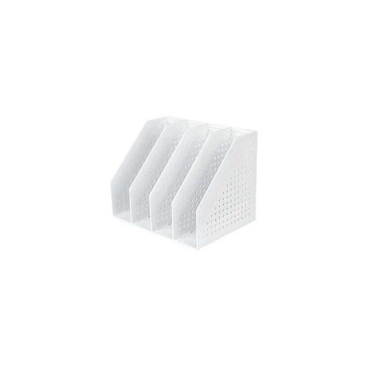 Összecsukható dokumentumtartó, 4 rekeszes, fehér, 25,5 cm