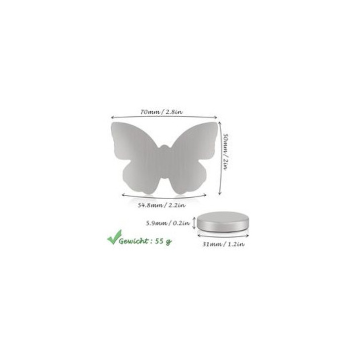 8 db asztalterítő súly készlet, pillangó, ezüst, 6.5x4.5cm, 55g