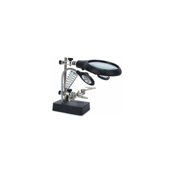 Lupa suport multifunctionala 2.5x 7.5x 10x cu 5 LED-uri 20x10x17.5cm