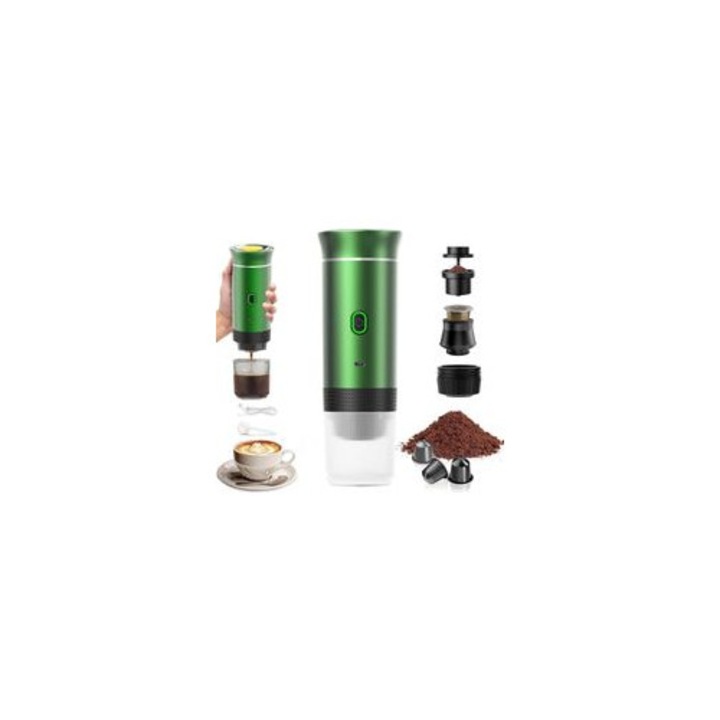 Cafetiera portabila espresso 3-in-1, reincarcabila 12V, compatibila K-Cup si cafea macinata, compacta