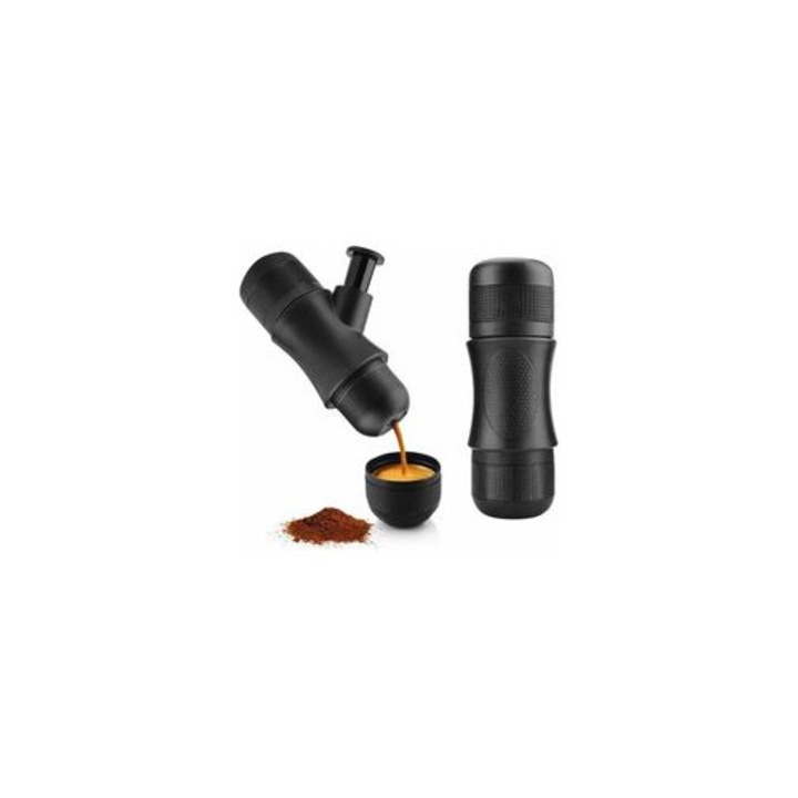 Espressor portabil manual, 8 bar, negru, 18x7x6cm