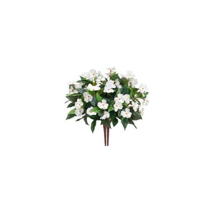 Művirág impatiens csokor, 7 szár, fehér, 40cm, 2 db-os szett