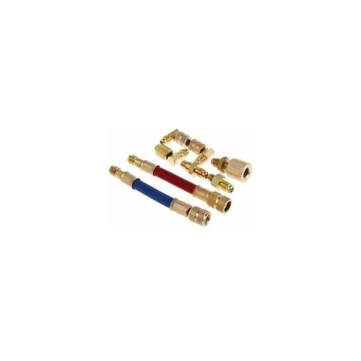 8 db légkondicionáló tömlő adapter készlet, gumi fém, R134a R12