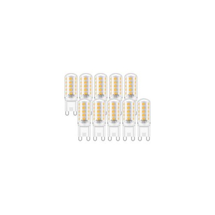 10 db G9 LED izzó készlet, 4W, meleg fehér, 2700K, 400 lumen, szabályozható, 15.5x52mm