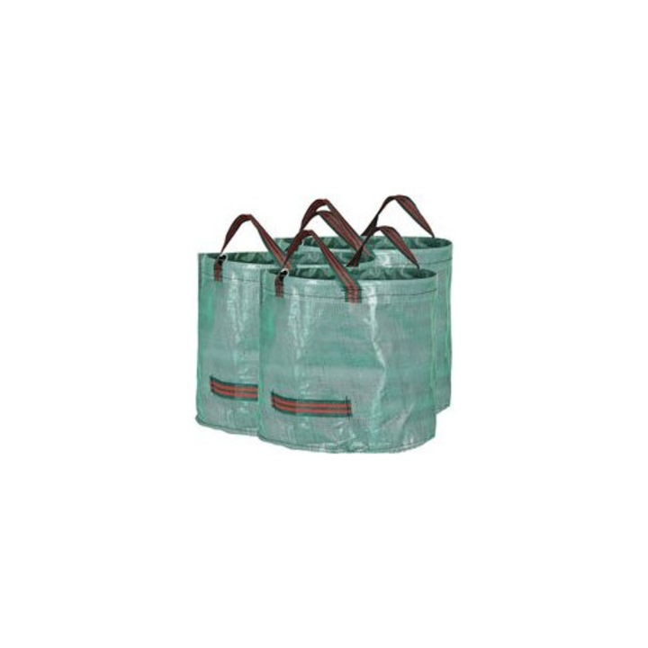 Set 3 saci de gradina 60L, rezistenti, impermeabili, 38x45cm, multicolor