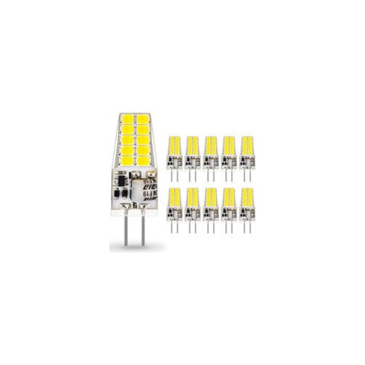 10 db G4 LED izzó készlet 3W 6000K hideg fehér 37x12.5mm
