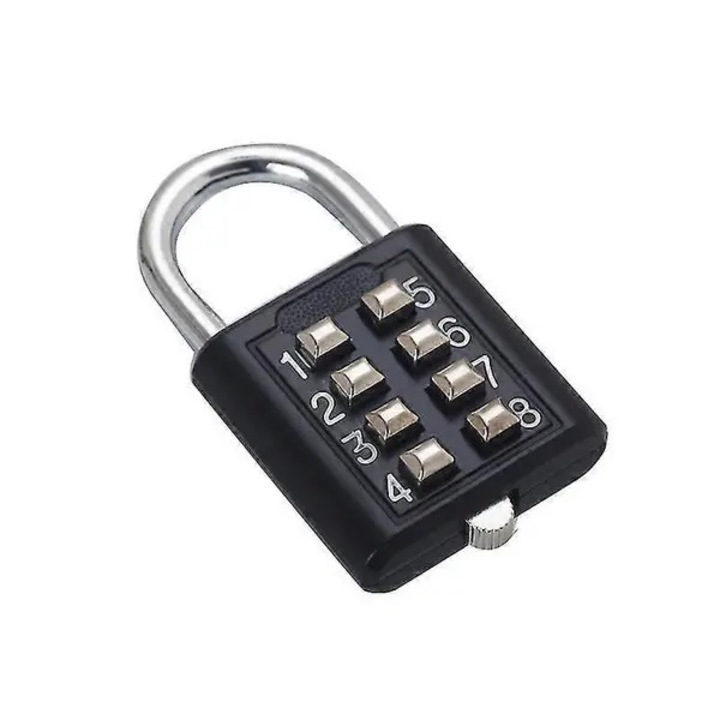 Lakat 8 számjegyű kombinációval, cinkötvözet, fekete, 6x3.5cm, 1 db-os szett