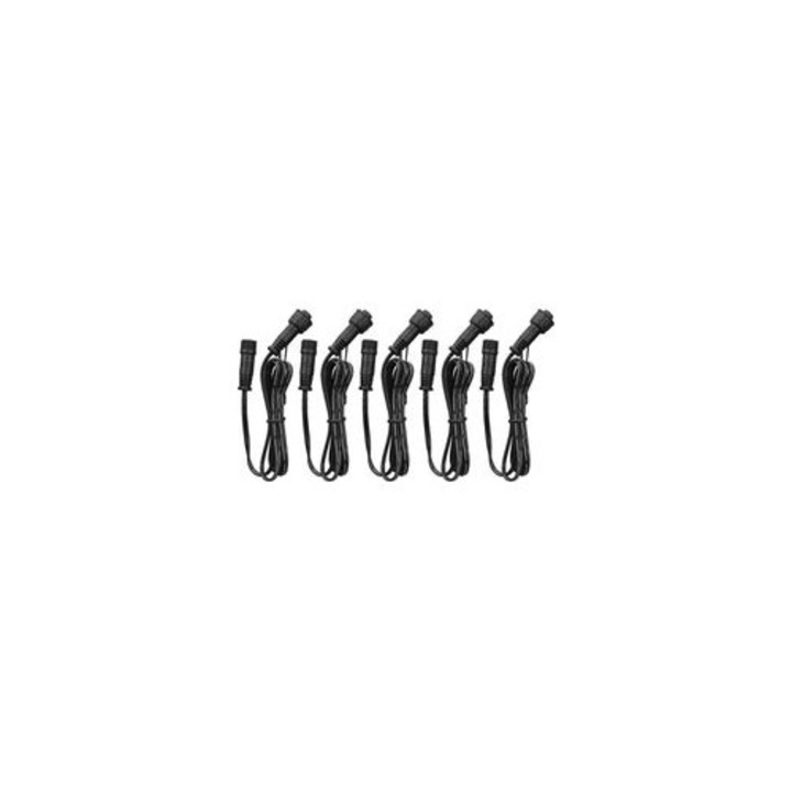 Set 5 cabluri prelungitoare 1m, rezistente la apa, negre, IP67