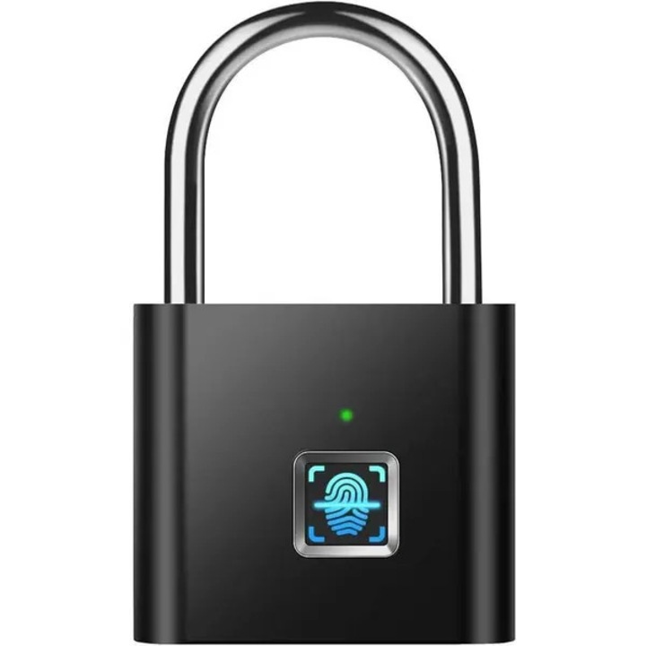 Ujjlenyomat lakat, fekete, 76x40x13mm, cink ötvözet, USB újratölthető