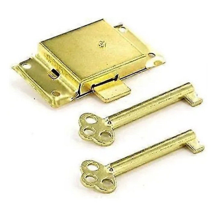 Szekrényzár 63mm 2 kulccsal, Electro Brass felület