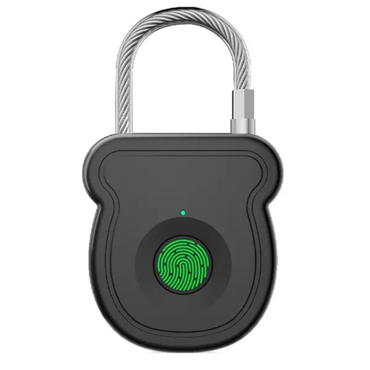 Intelligens ujjlenyomat lakat, fekete, 4x4.35cm, USB-C újratölthető