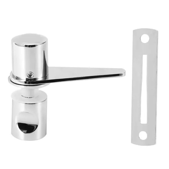 Üvegajtó zár, szett, réz és rozsdamentes acél, 7.2x8.1cm, ezüst