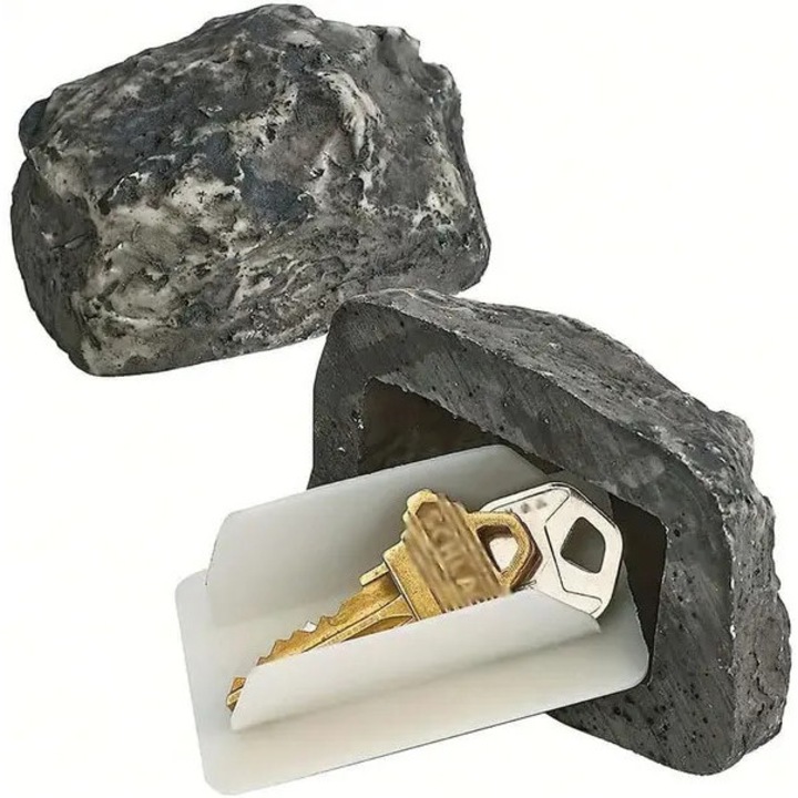 Rejtett kulcstartó doboz, dekoratív kő, vízálló, 8.3x5.7x4.3cm