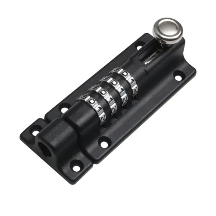 Катинар с комбиниран шифър, 4 цифри, метален, черен, 12.2x3.5см