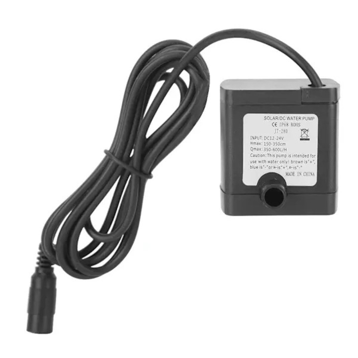 24V-os merülő vízszivattyú, 650L/H, inox, ABS, 4.8x4.5x4.5cm