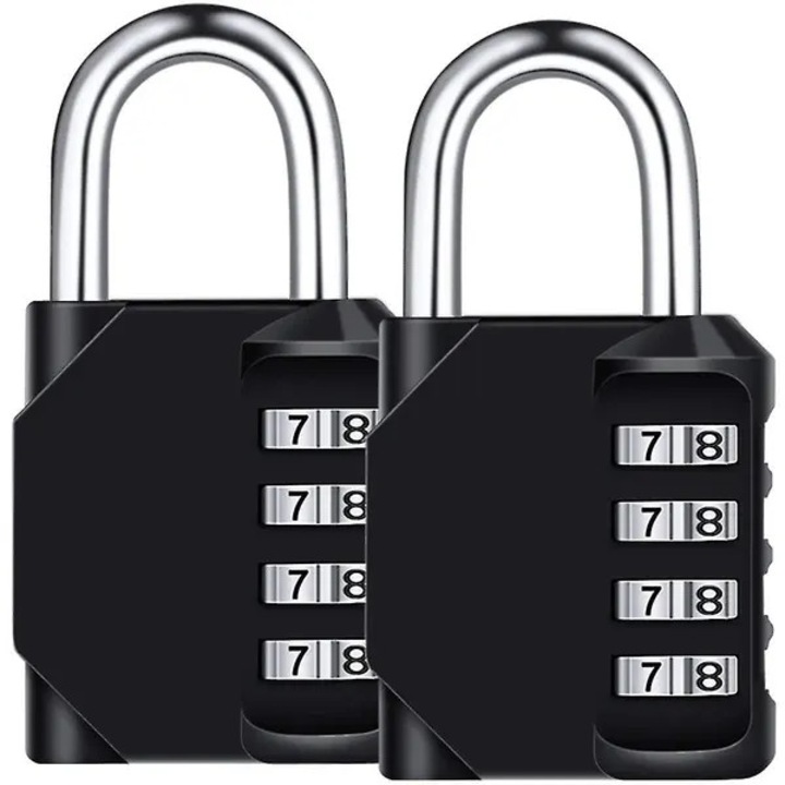 2 db kombinációs lakat szett, 4 számjegyű, fekete acél, 8x4.2x3.2cm