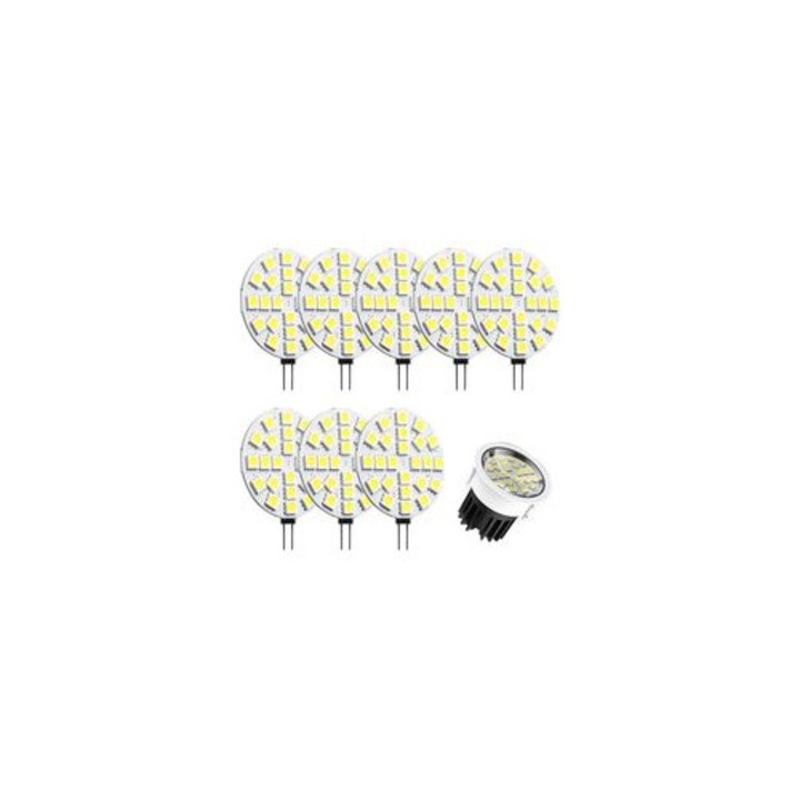 8 db G4 LED izzó készlet, 24 LED, meleg fehér, 12V, 2W, 120°