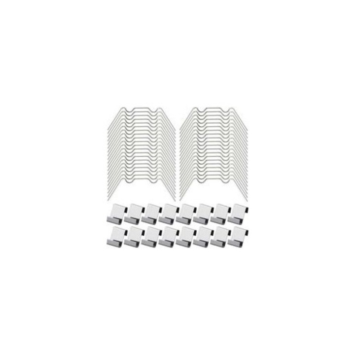 100 db klipsz készlet üvegházakhoz, rozsdamentes acél, 90x40mm és 12x9mm