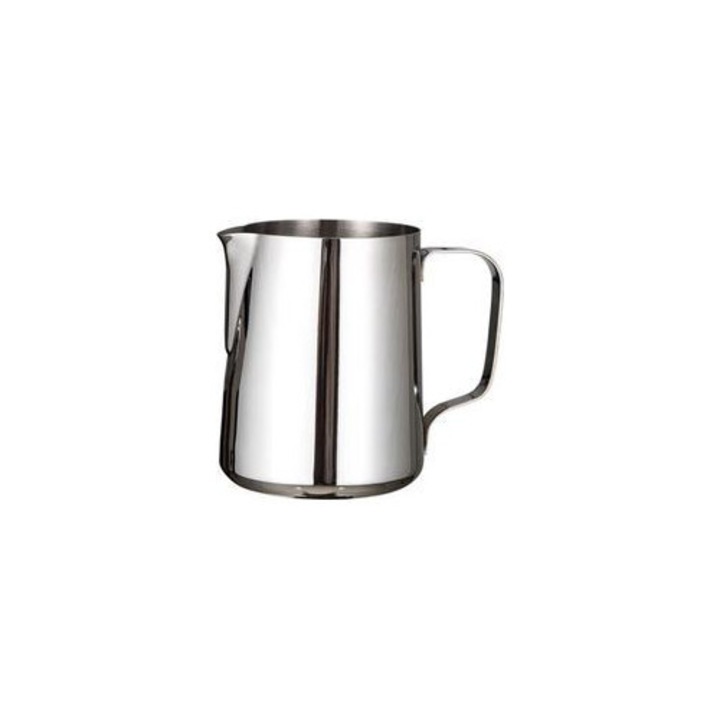 Tejhabosító kancsó, rozsdamentes acél 304, 350ml, ezüst, ergonomikus