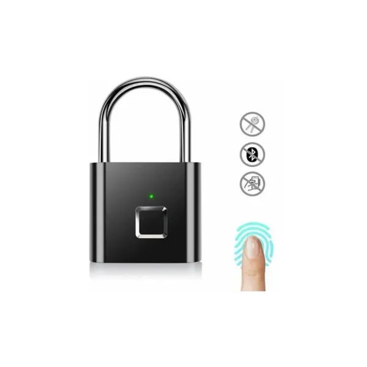 Ujjlenyomat lakat, IP67 vízálló, fekete, 10 ujjlenyomat, USB újratölthető, 360 fokos felismerés