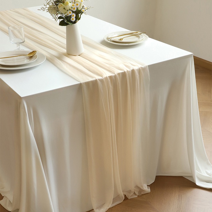 Organza sifon asztali futó, 30 x 300 cm, elefántcsont