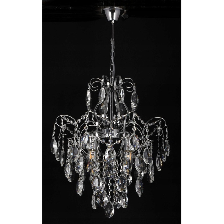 Lampa suspendata Venti W-E 1341/4 cu cristale, E27, crom