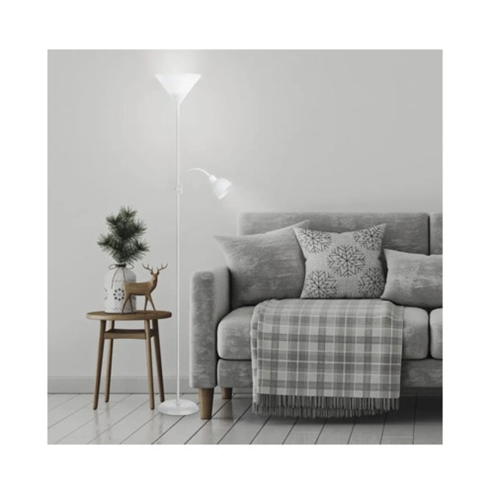 Lampadar Rabalux Action 1xE27 max. 100W, 1xE14 max. 25W, alb