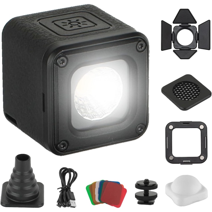Комплект за преносимо осветление SmallRig RM01 Mini LED с водоустойчива видео светлина с 8 цветни филтъра, Barndoor, дифузер, регулируема запълваща светлина 5600K CRI95, Lume Cube светлина за макро фотография, стоп моушън
