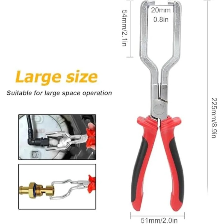 Üzemanyagcső fogó, ötvözött acél, ergonomikus markolat, magas hőmérsékletnek ellenálló