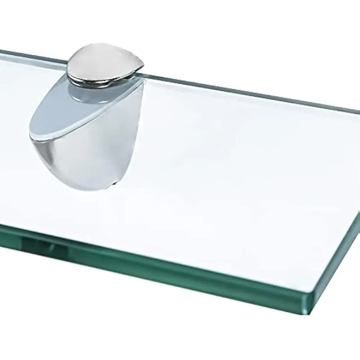 2 db edzett üveg polc szett, 8mm, fém tartóval, 30x10x0.8cm, szálcsiszolt nikkel