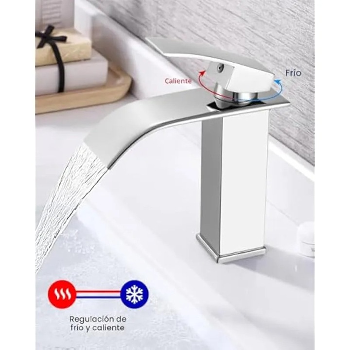 Baterie lavoar cascada, inox 304, finisaj crom, 15x20cm