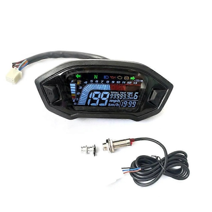 Univerzális LCD műszerfal, fekete, ABS, 1 db
