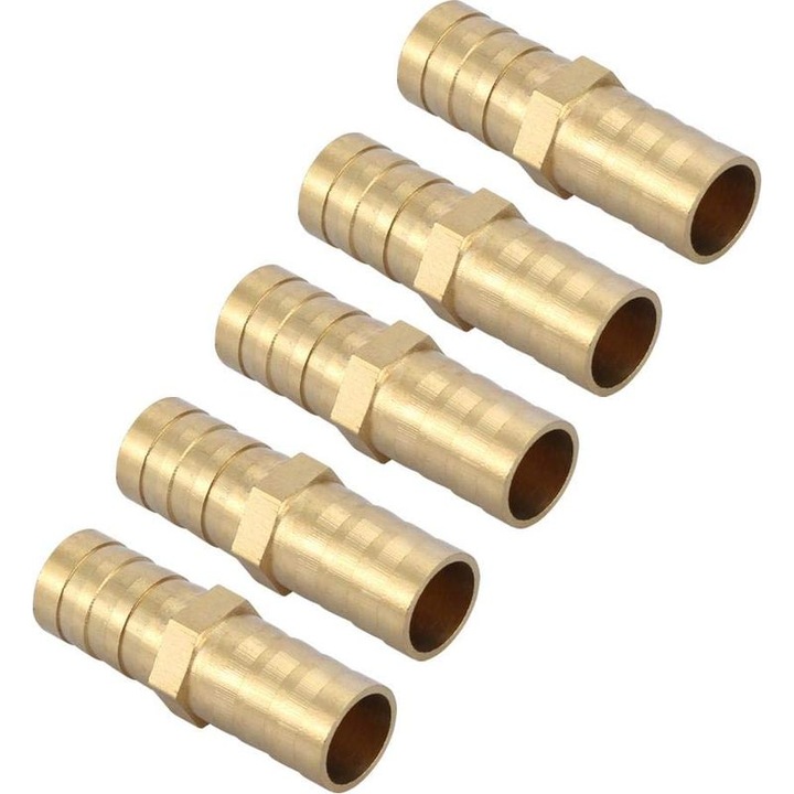 Egyenes csatlakozó barbettel, sárgaréz, 12mm, 5 darabos készlet