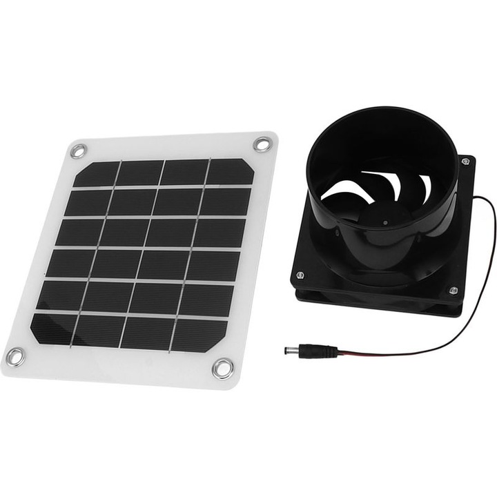 20W-os napelemes ventilátor, hordozható, hálós védelem, 15cm